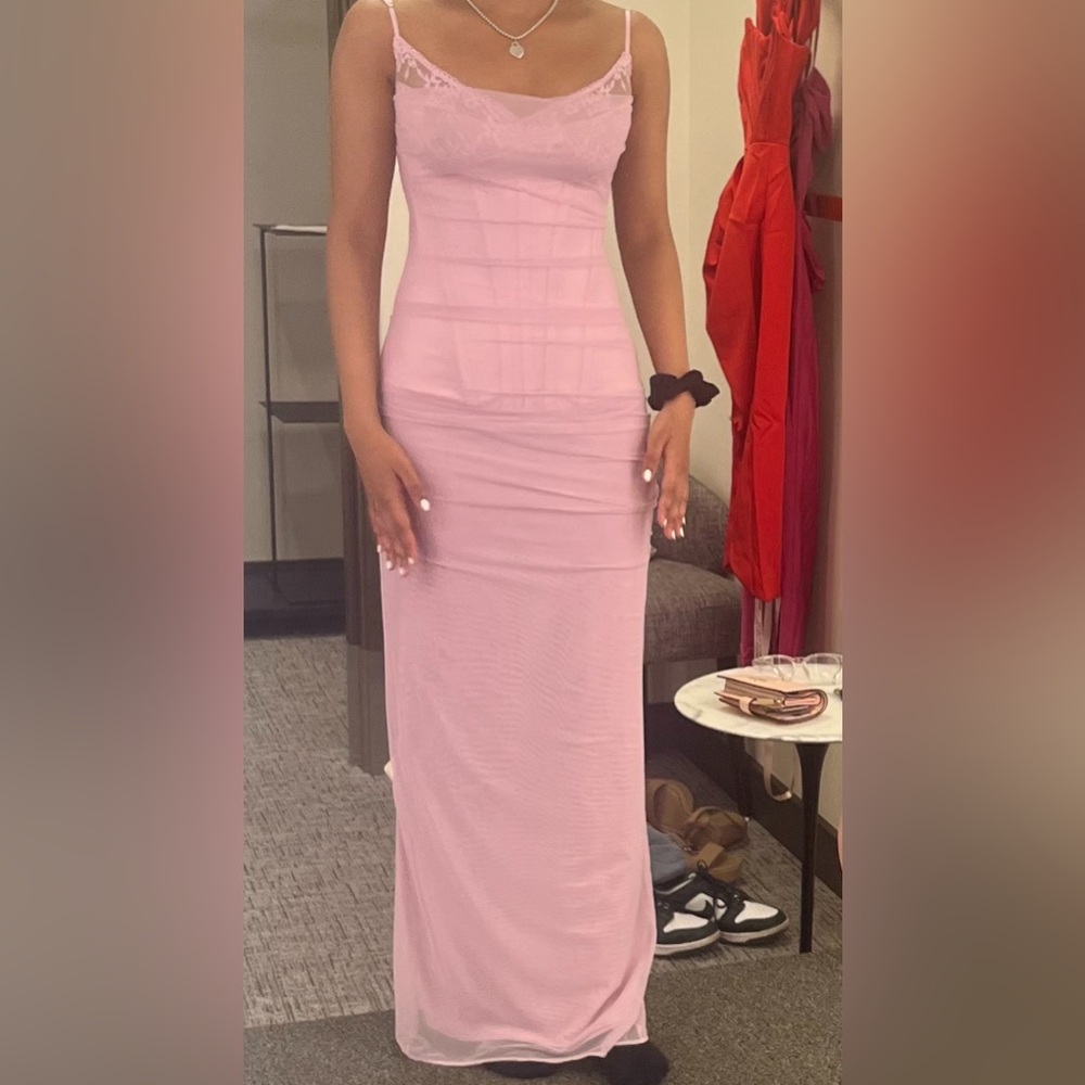 HOUSE OF CB Nalini cotton candy pink dress